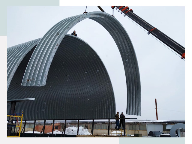 Полукруглые ангары в Краснокаменске